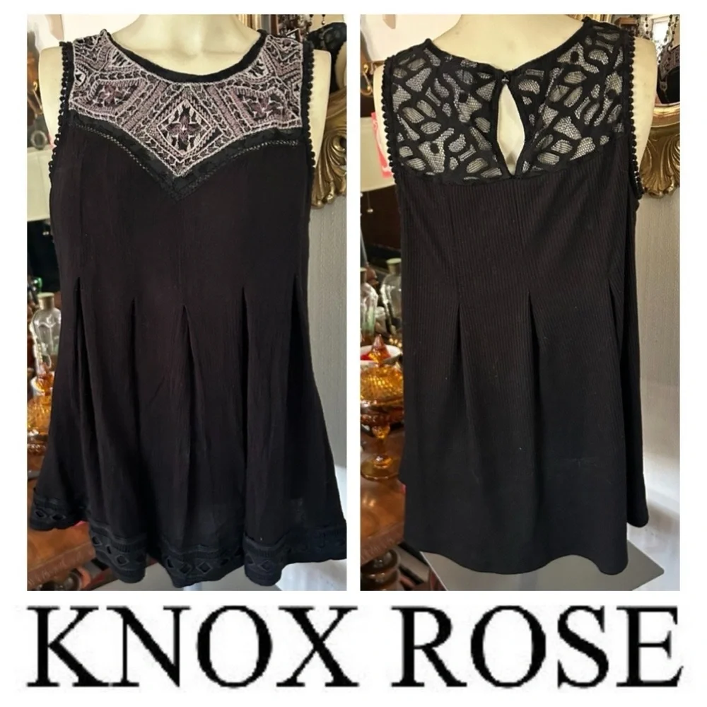 Black Embroidered & Lace Top